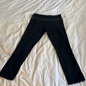 Lululemon Black Leggings with Green Waist Band